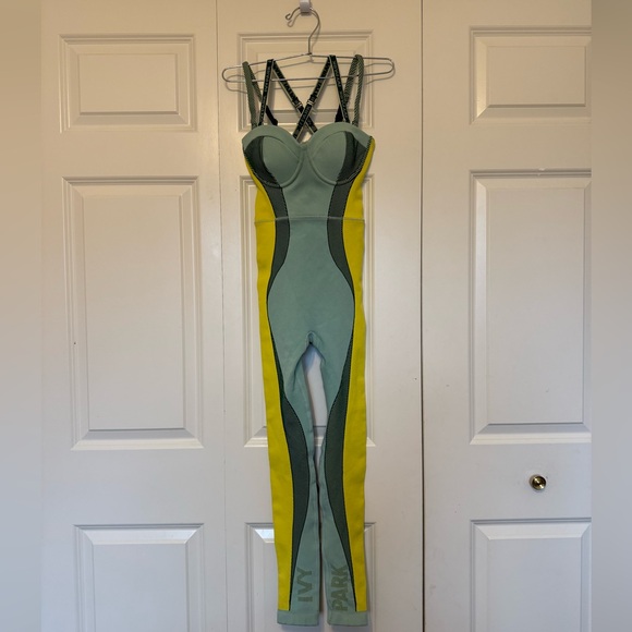 Adidas x Ivy Park Catsuit Green Tint/Dark Green/Yellow Tint SMALL - Picture 4 of 13